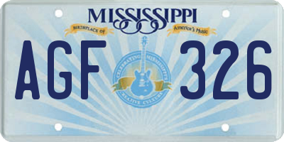 MS license plate AGF326