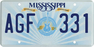 MS license plate AGF331