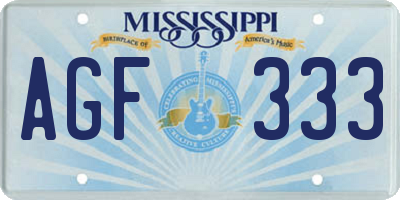 MS license plate AGF333