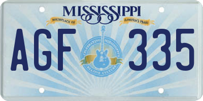 MS license plate AGF335