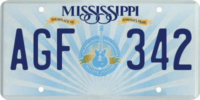 MS license plate AGF342