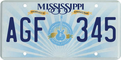 MS license plate AGF345