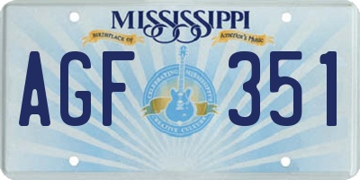 MS license plate AGF351