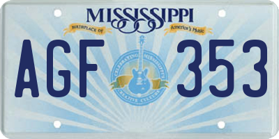 MS license plate AGF353