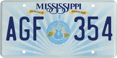MS license plate AGF354