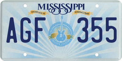 MS license plate AGF355