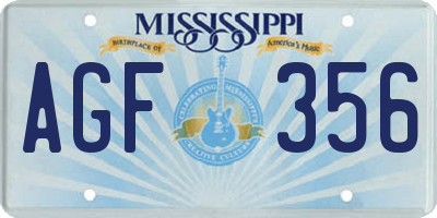 MS license plate AGF356