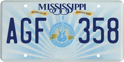 MS license plate AGF358