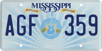 MS license plate AGF359
