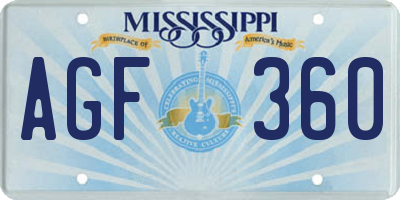 MS license plate AGF360