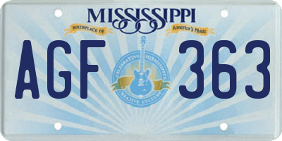 MS license plate AGF363