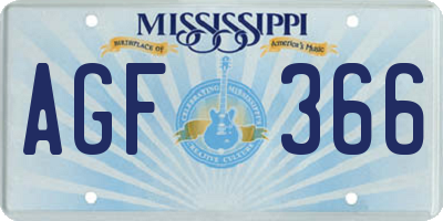 MS license plate AGF366