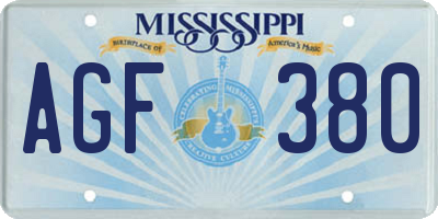 MS license plate AGF380