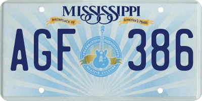 MS license plate AGF386