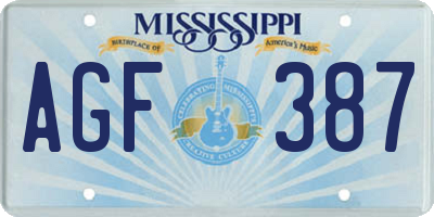 MS license plate AGF387