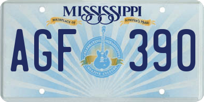 MS license plate AGF390