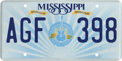 MS license plate AGF398