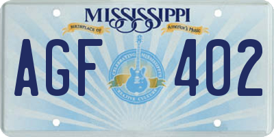 MS license plate AGF402