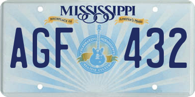MS license plate AGF432