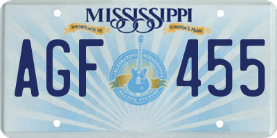 MS license plate AGF455