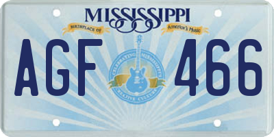 MS license plate AGF466