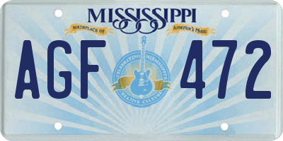 MS license plate AGF472