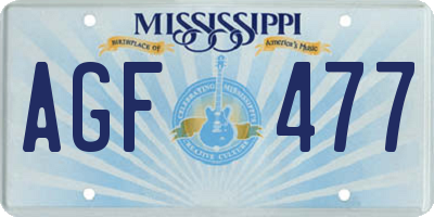 MS license plate AGF477