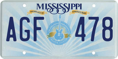 MS license plate AGF478