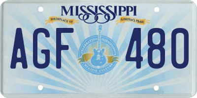 MS license plate AGF480