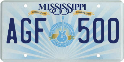 MS license plate AGF500