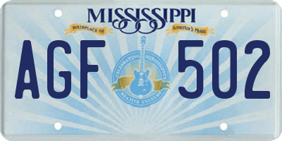 MS license plate AGF502