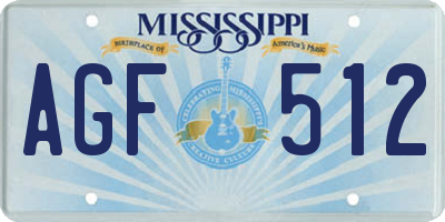 MS license plate AGF512
