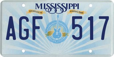 MS license plate AGF517