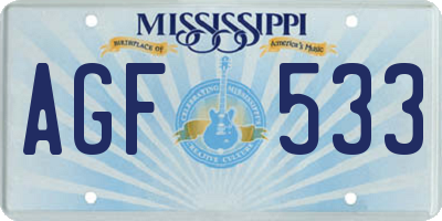 MS license plate AGF533