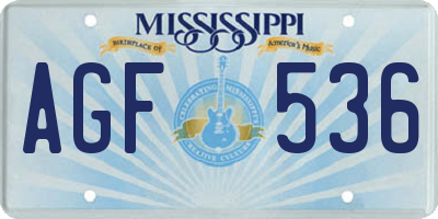 MS license plate AGF536