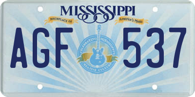 MS license plate AGF537