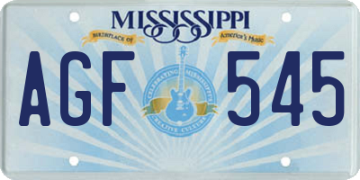 MS license plate AGF545