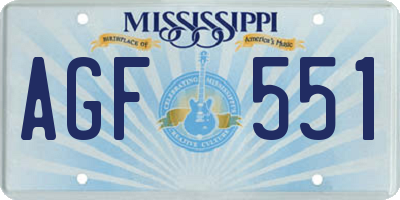 MS license plate AGF551