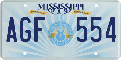 MS license plate AGF554