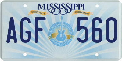 MS license plate AGF560