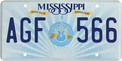 MS license plate AGF566