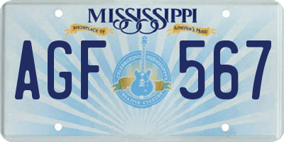 MS license plate AGF567