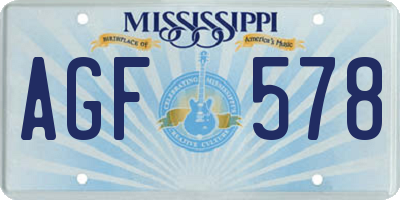 MS license plate AGF578