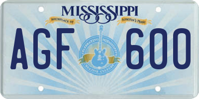 MS license plate AGF600