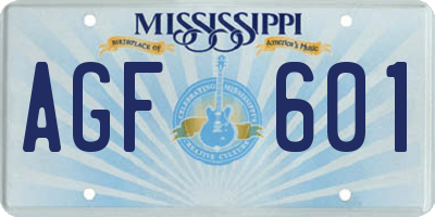 MS license plate AGF601