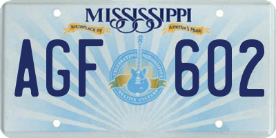 MS license plate AGF602