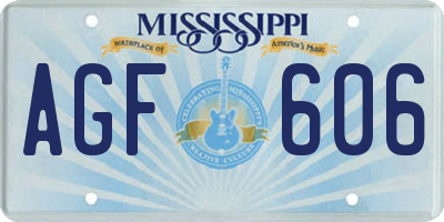 MS license plate AGF606