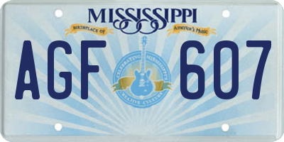 MS license plate AGF607
