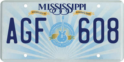 MS license plate AGF608