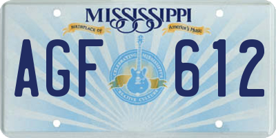 MS license plate AGF612